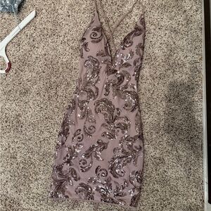 Windsor Mauve Sequin Backless Dress